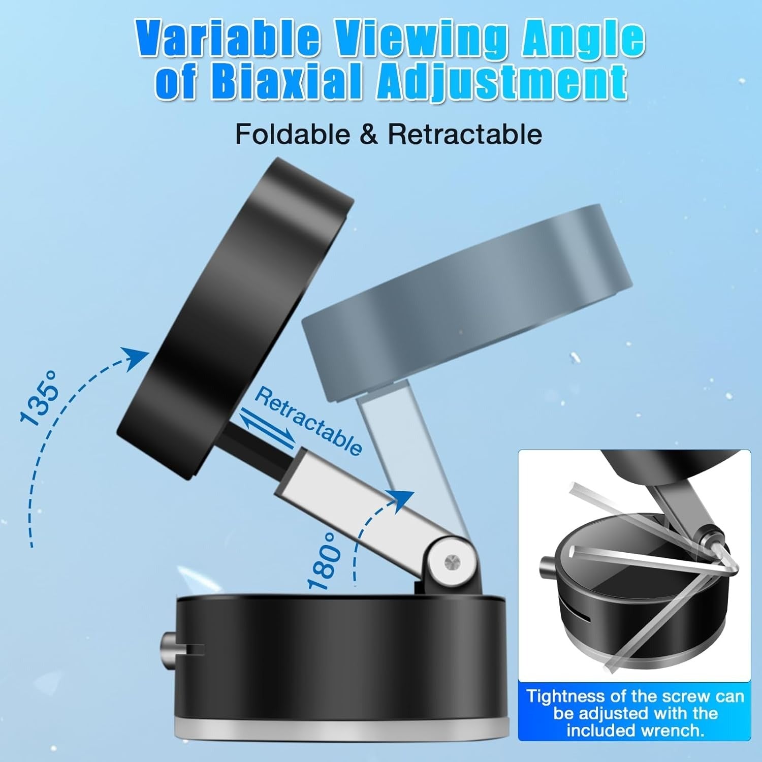 Foldable Magnetic Suction Cup Phone Holder with 360° Rotation